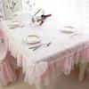 Korean Lace Tablecloth Garden Fresh Pink Bow Home Diningtable Cloth Rectangular European Wedding Decor Cloth Custom Chair Cover