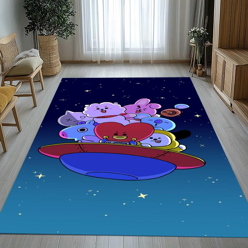 Fashion B-BTS Kpop Star Living Room Non-Slip Area Rug Soft Carpet for Bedroom Kids Playroom Sofa,Home Decor Doormat Gift