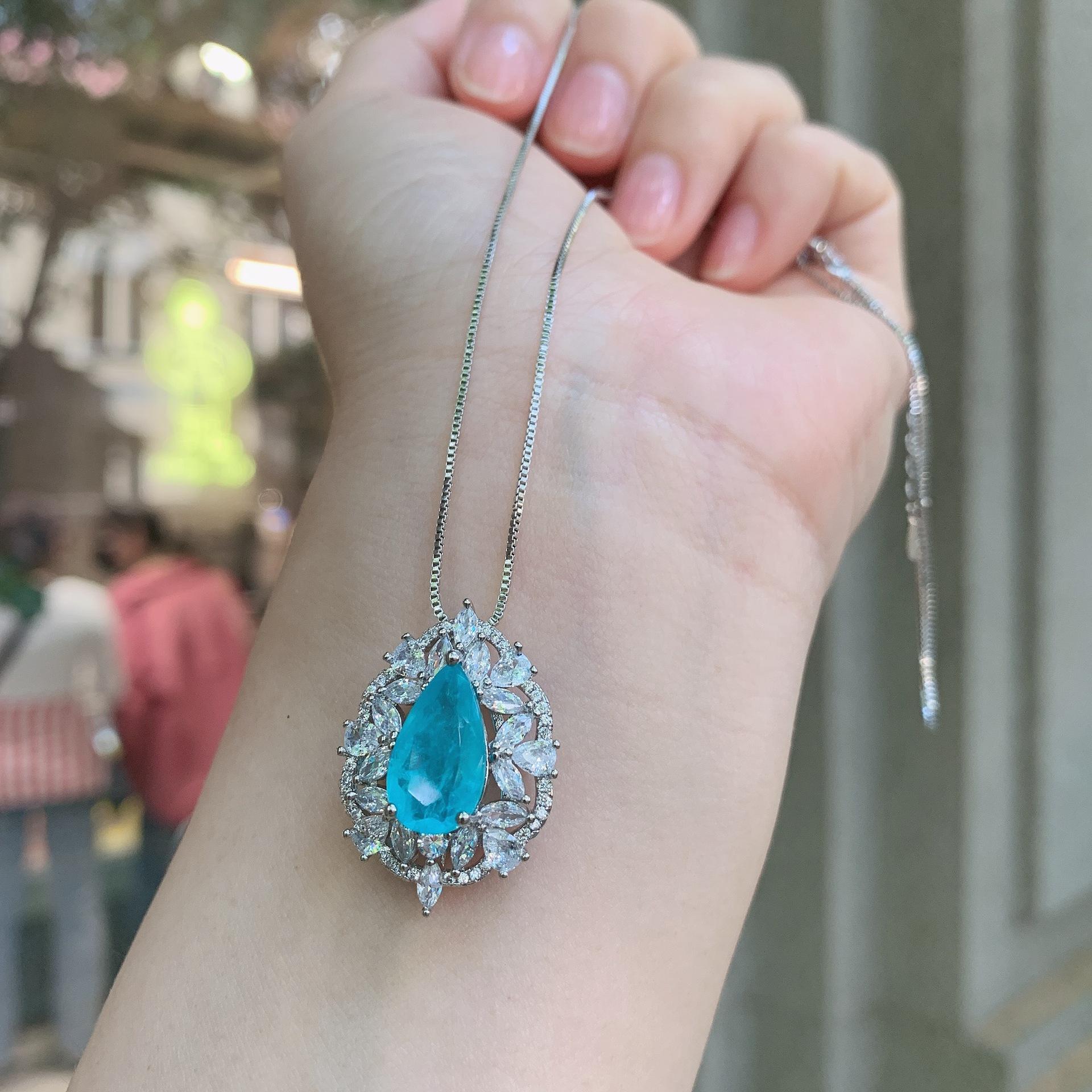 

Ювелирная фурнитура Ювелирный набор Имитация Параиба, Паран Подвеска 8 * 14 Кольцо 8 * 14