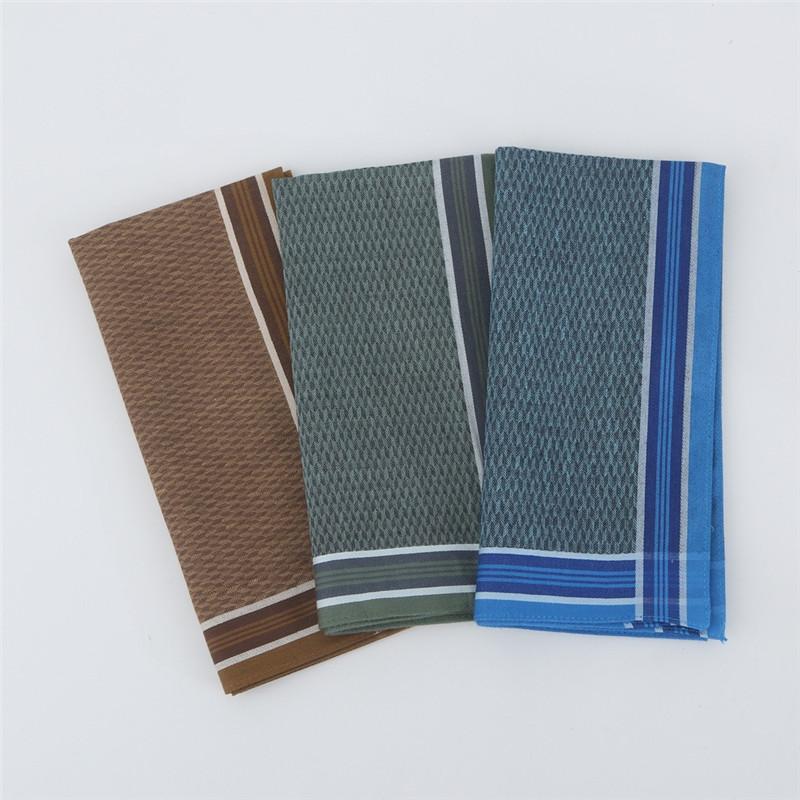 3Pcs 43x43cm Pure Cotton High-end Jacquard Yarn Dyed Vintage Dark Color Men's Business Handkerchief Suit Pocket Towel