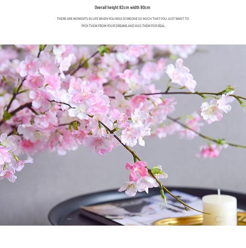 Cherry Blossom Silk Flower Bouquet: Indoor Decor for Living Room, Dining Table, and Floor Arrangement.
