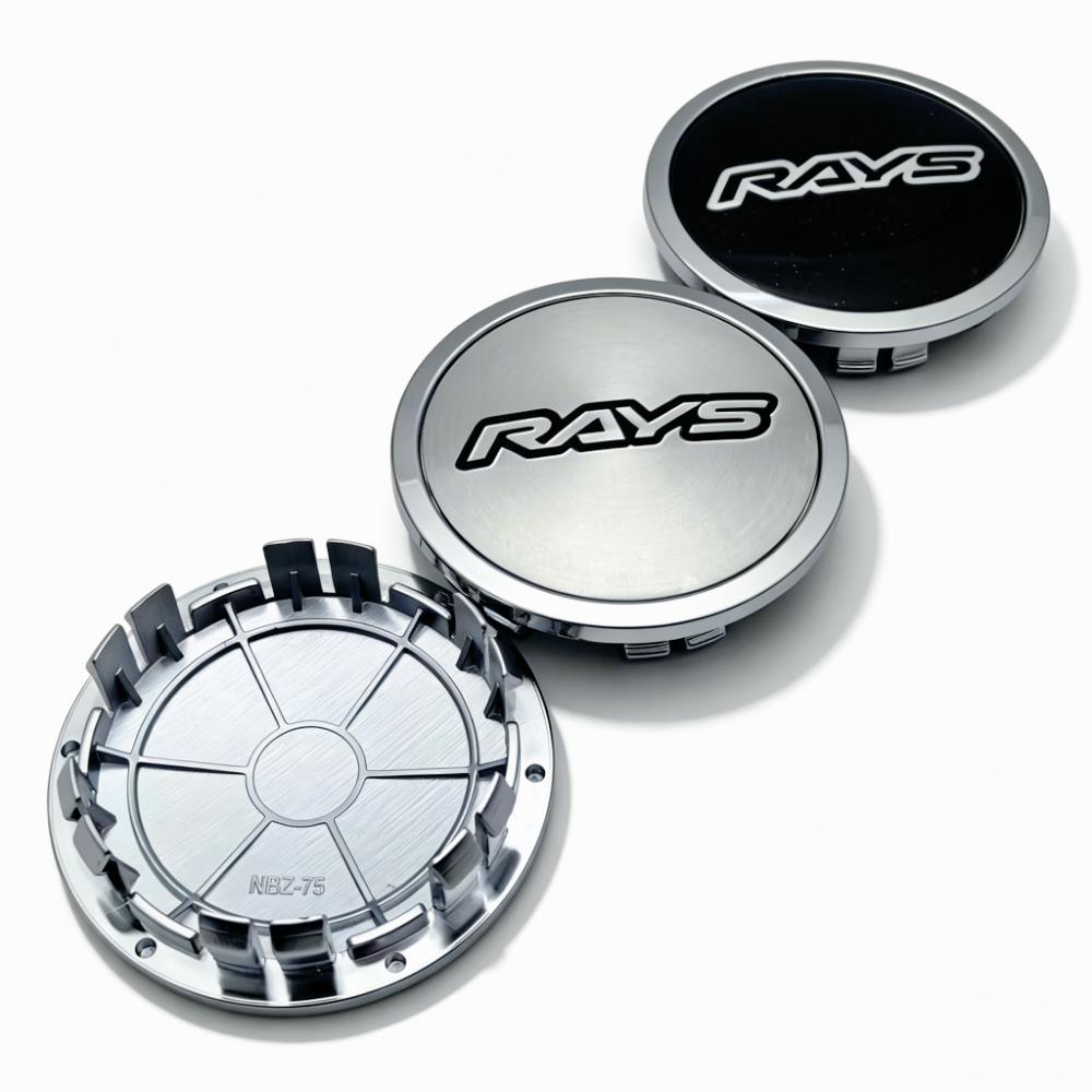 4pcs Rays Logo Emblem Car Wheel Center Caps OD 75MM Clips 65MM Rim Hubcaps Dust Cover Wheels Hub Cap Replacement Car Accessories