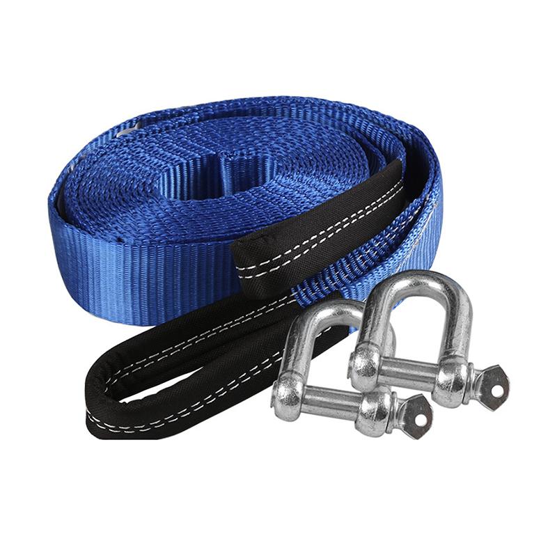 Car Tow Strap Racing Auto Winch Rope Nylon 5m 8Tons Recovery Towing Cable Strap Belt Heavy Duty Off Road Accessories Metal Hooks