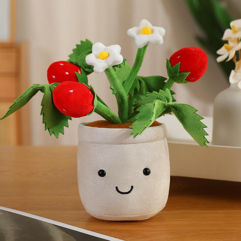 Flowers Green Plant Plush Toy Stuffed Potted Flower Dandelion Lily Iris Tulip Anthurium Orchid Strawberry Home Decor Gift