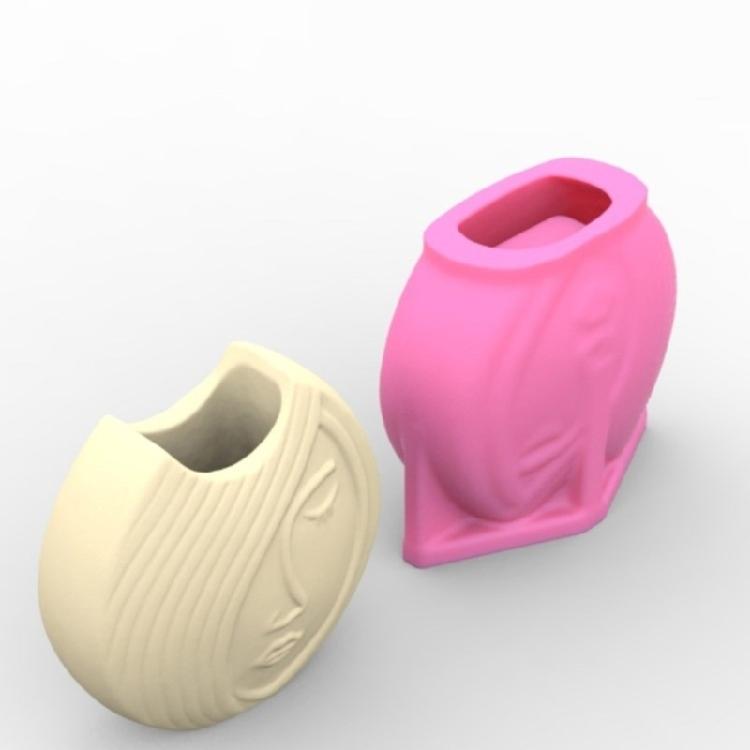 Personalized Gift and Decor Vase Mould Abstract Face Shape Vase Silicone Mold Creative Flower Pots Home Ornament Moulds