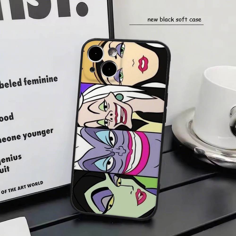 Disney Villains For iPhone 17 Air 16 15 14 13 12 11 Pro Black Soft Cover Phone Case