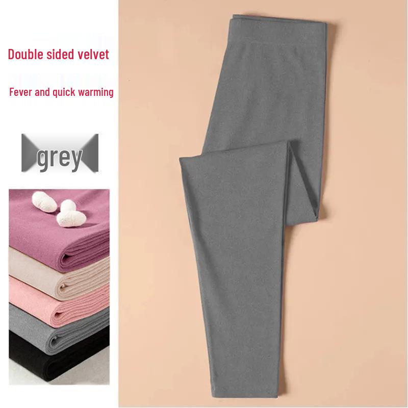 

Women s Double-Sided German Velvet Seamless Warm Base Layer Pants for Short Women - Tight-Fitting Autumn/Winter Style. 4XL серый