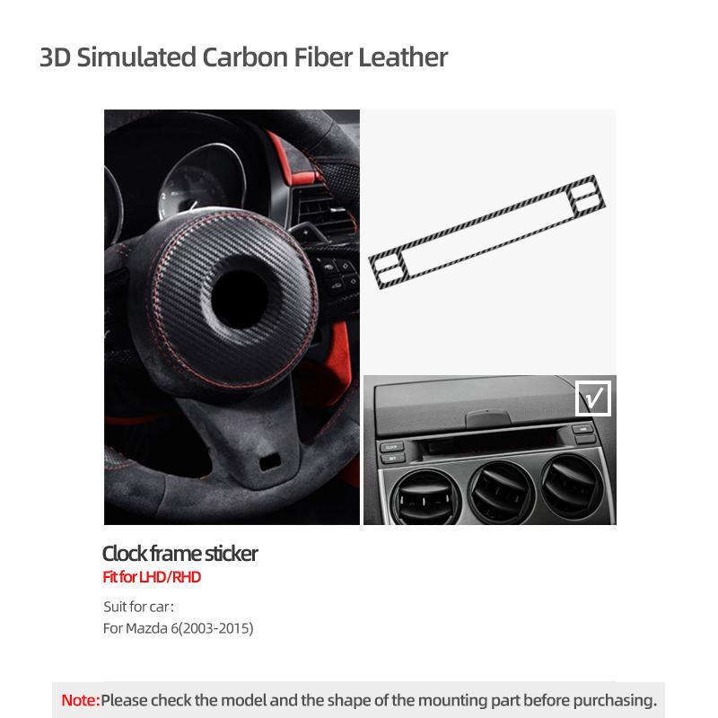 

Betterhumz For Mazda 6 2003-2015 Made of Alcantara Auto Center Console Clock Frame Trim Stickers Car Interior Tuning Accessories Carbon Fiber Leather