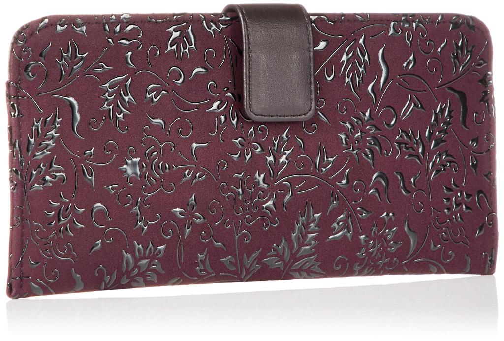 Indenya Long Wallet, Large, Purple Deerskin with Black Lacquer, Floral Arabesque Pattern, 2107-06-041