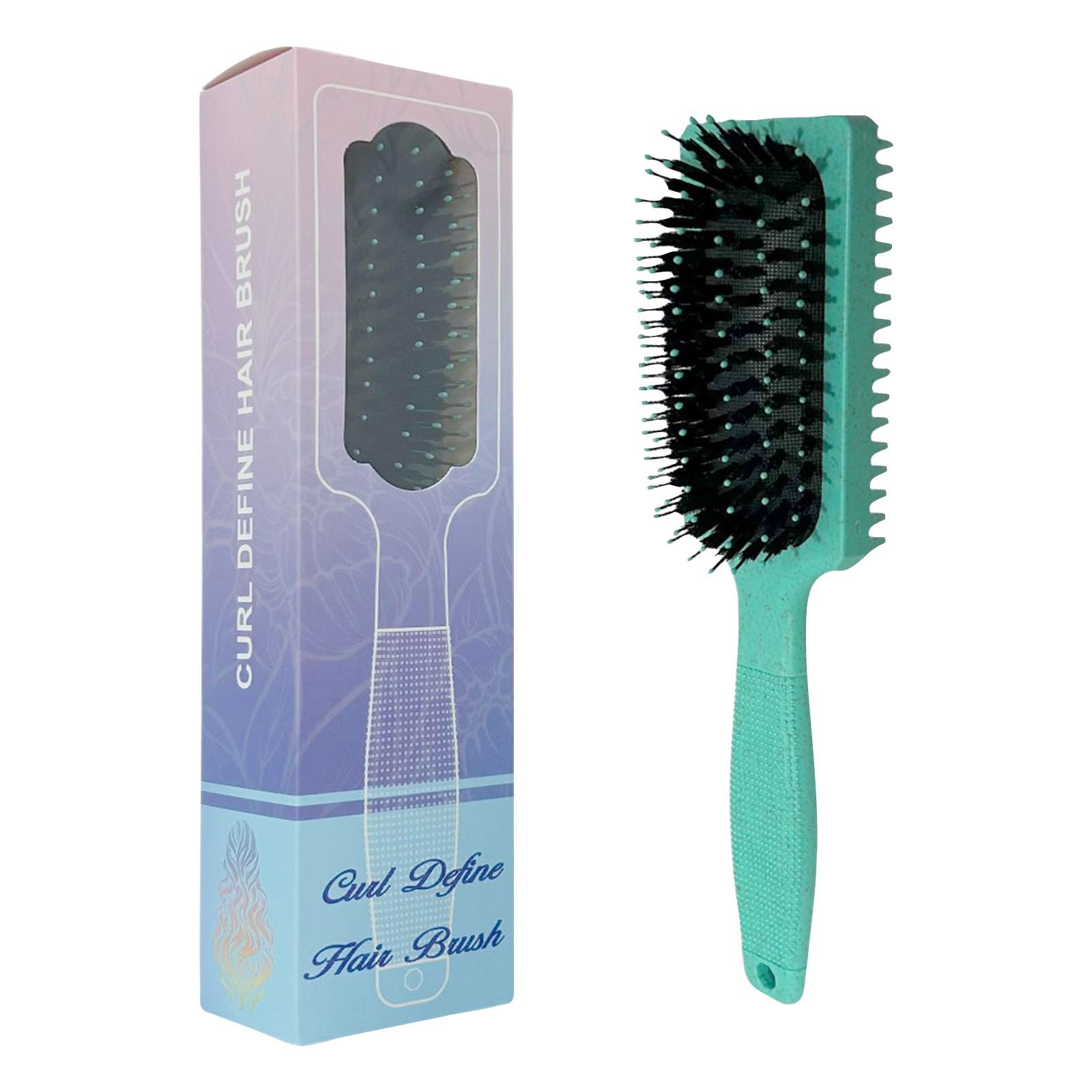 

Щетка для завивки волос для расчесывания и придания формы мужским и женским локонам, уменьшает выдергивание, густая щетина, прямоугольная, гибкая, усиливает кудри, унисекс One Size зелёный