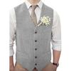 Men Vest Silver Herringbone V Neck Single Button Waistcoat For Wedding Banquet Birthday Business Casual Work Men Suit