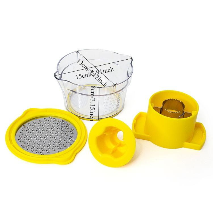 

Corn Stripper and Peeler Tool with Bowl Quick & Safe Corn Cutter with Built-In Measuring Cup and Stainless Steel Blades Grater