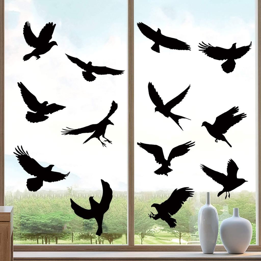 9 Stück Antikollisions-Fenster-Vogelaufkleber Schwarze Silhouetten Glastür zum Schutz Vögel retten Glastür zum Schutz