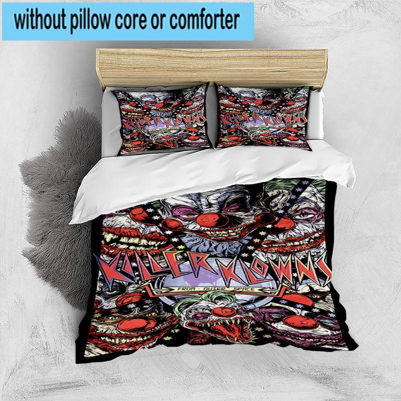 1PC Scary Clown Horror 3pcs Bedding,Including 1pc Duvet Cover And 2pcs Pillowcases Perfect for Christmas,Ideal for Bedroom, Dormitory