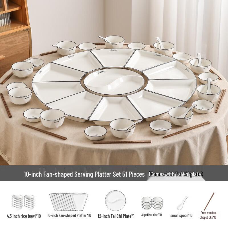 Black Line Glazed Ceramic Dinnerware Set