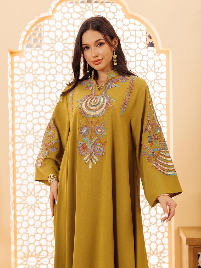 AB430 Women's Embroidered Cord Pullover Dress Robe