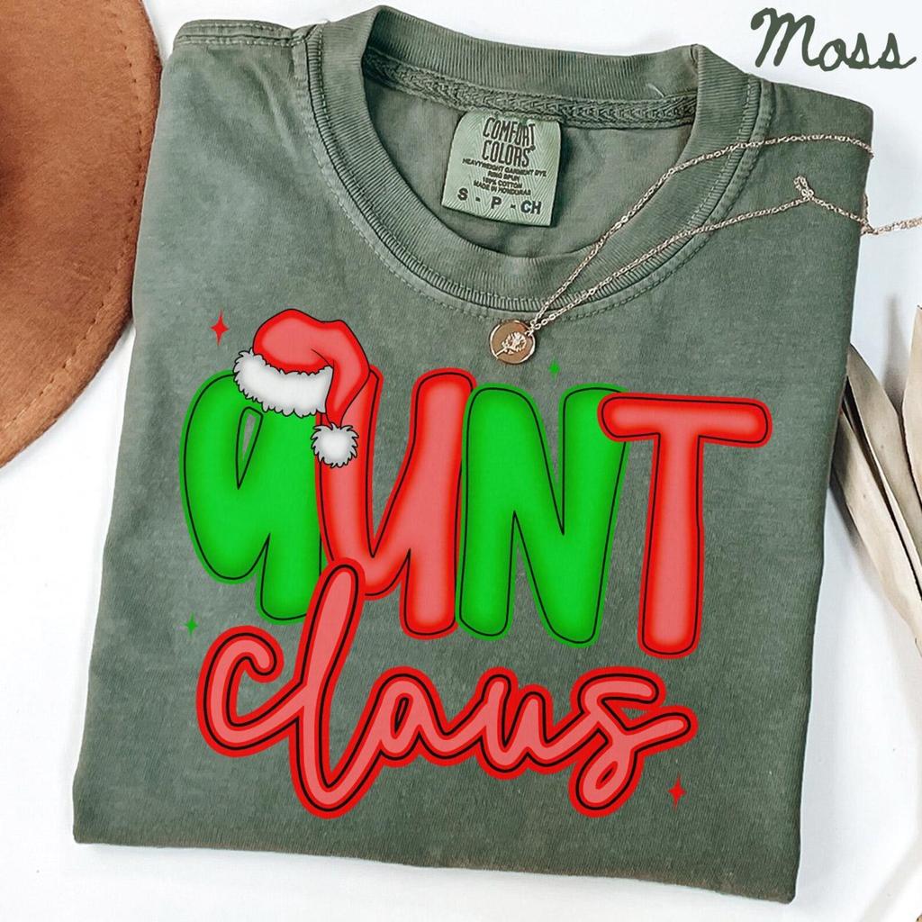 Aunt Comfort Colors Shirt, Christmas Aunt Shirt, Sister Tshirt, New Auntie Tee, Santa Xmas Gifts