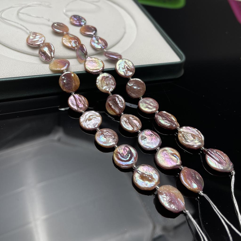 1String, Baroque Style Round Purple Artificial Pearl Beads, 1.5-1.6cm, for Jewelry Making DIY Necklace, Bracelet, Anklet Accessories Crafts Gifts 18cm