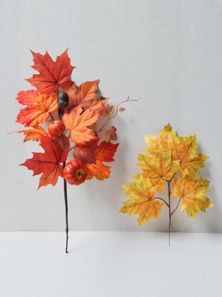 Thanksgiving Decoration: Artificial Maple Leaves, Pumpkins, Acorns & Berries