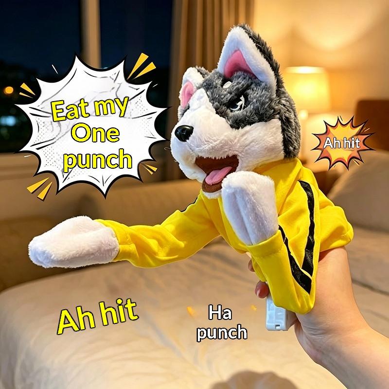 Boxing Husky Hand Puppet Interactive Stuffed Plush Glove Toy for Children Holiday Gift Role Play Activity