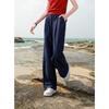 Sancai 2025 Summer Faux Denim Elastic Waist Straight-Leg Casual Pants