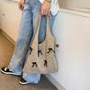 Solid Color Large Capacity Shoulder Bucket Bag Fashionable Knitted Work Commuter Bag Daily Shopper Tote For Women