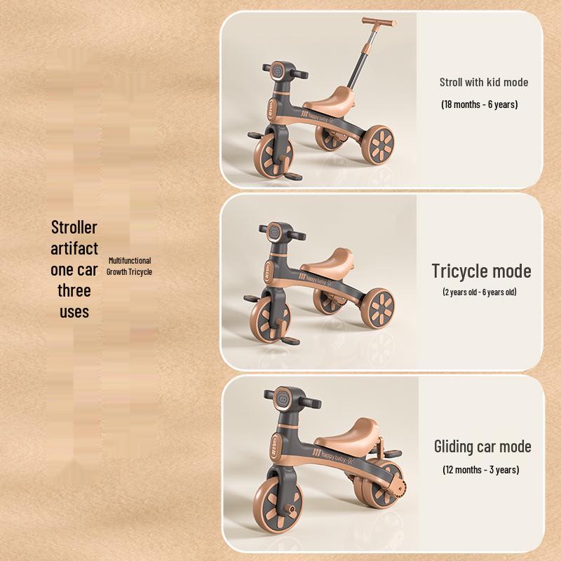 Multifunctional Children's Tricycle & Balance Bike with Music - Lightweight Outdoor Pedal Stroller