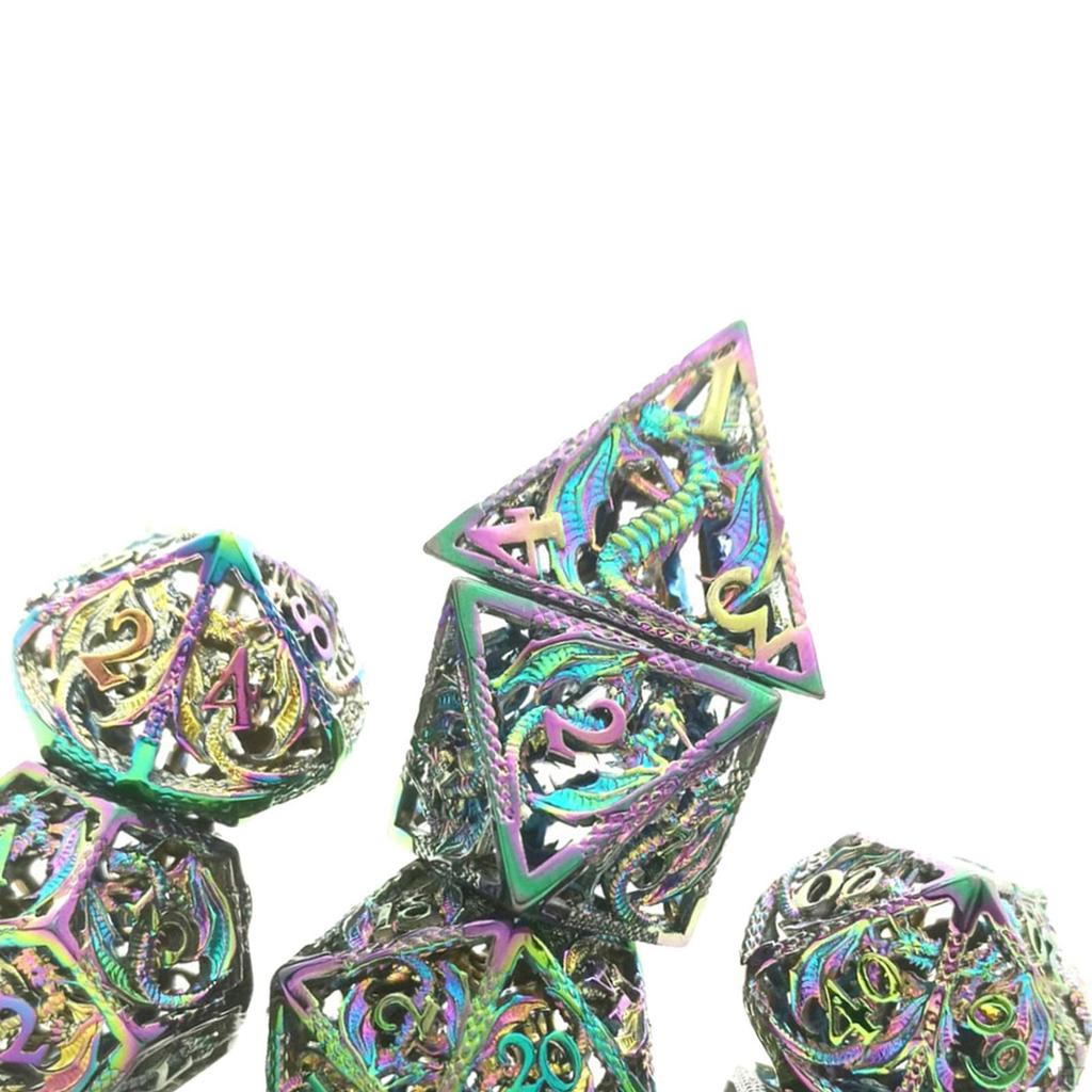 7 Piece Hollow DND Polyhedral Set Family Dragon Dungeon Entertainment Gifts Game