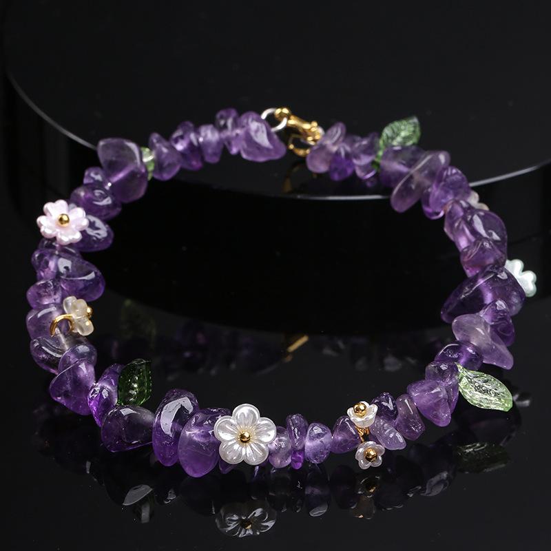 Hongchu Crystal Natural Multi-Gemstone Crushed Stone Single-Loop Bracelet Natural Gradient Colorful Gravel Bracelet
