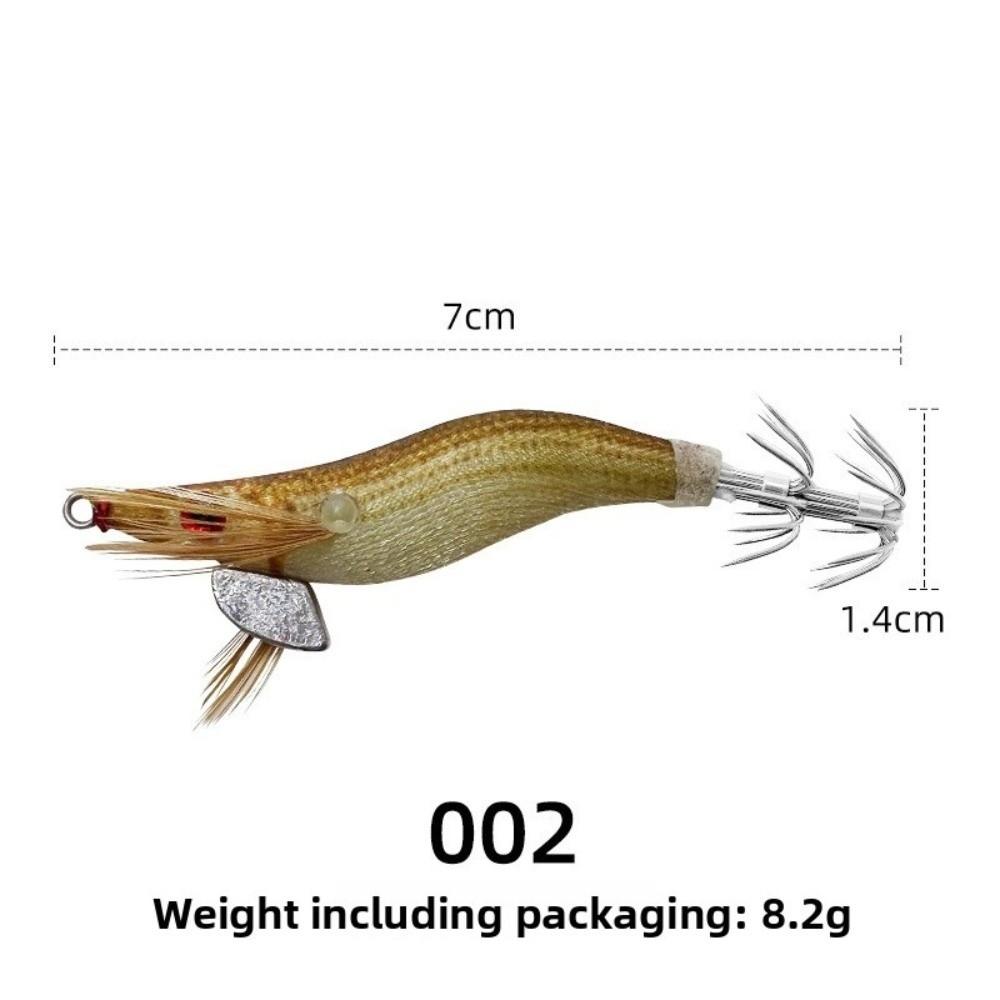 Hard Fishing Lure 1.5# Squid Jig 8.2g 7cm Hard Bait Luminous Glow in Dark Prawn Lure Fishing Tackle