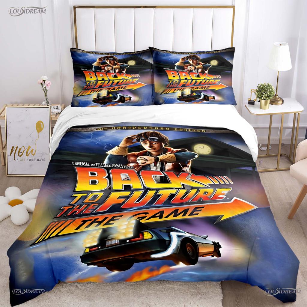 Regreso Al Futuro Ropa de Cama para Todas las Estaciones Funda Nórdica Relleno Juegos de Cama Funda de Colcha Suave y Fundas de Almohada Individual/Doble/Queen/King
