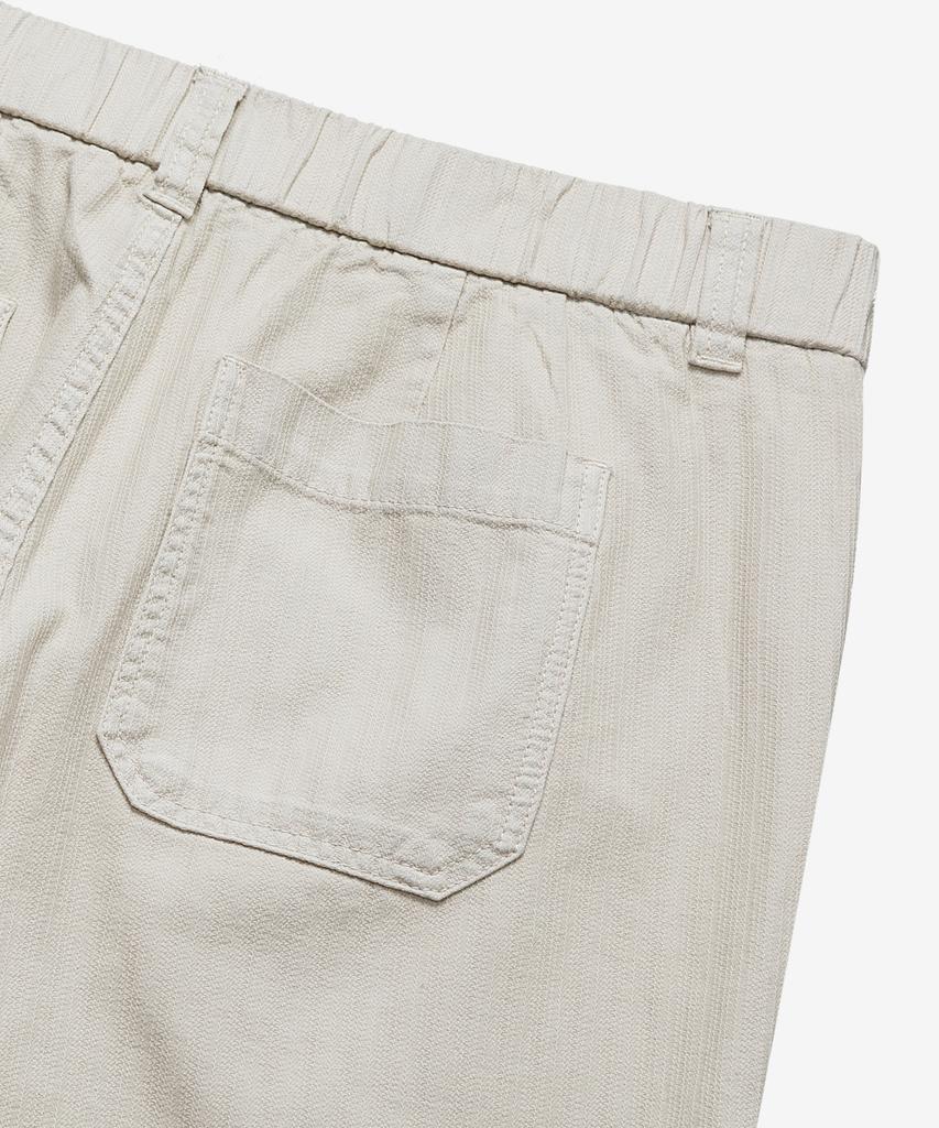 MINDBRIDGE Semi-Wide Denim-Like Full Elastic Waist Cream Pants