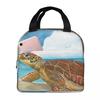 Meeresschildkröte am Strand Isolierte Lunchtasche für Damen Kinder Tragbare Lebensmittelboxen Thermische Lunchbox Tragetasche