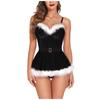 Women's Christmas Net Hang Neck Strappy Skirt Sexy Pajamas Fun Underwear  Lingerie Set Lenceria Femenina