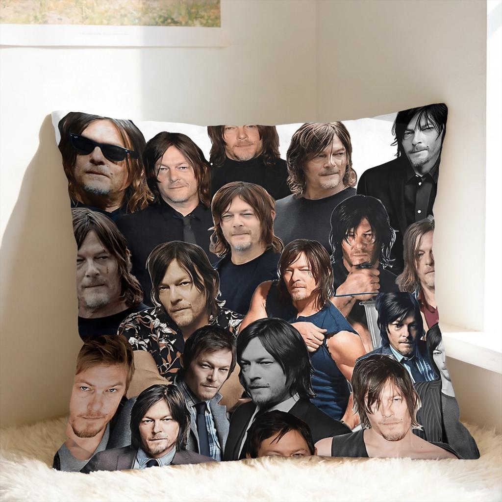 Norman Reedus W-Walking D-Dead American Celebrity Pillow Case Retro Trendy Pillow Cover Comfy Pillowcases For Living Room Chair