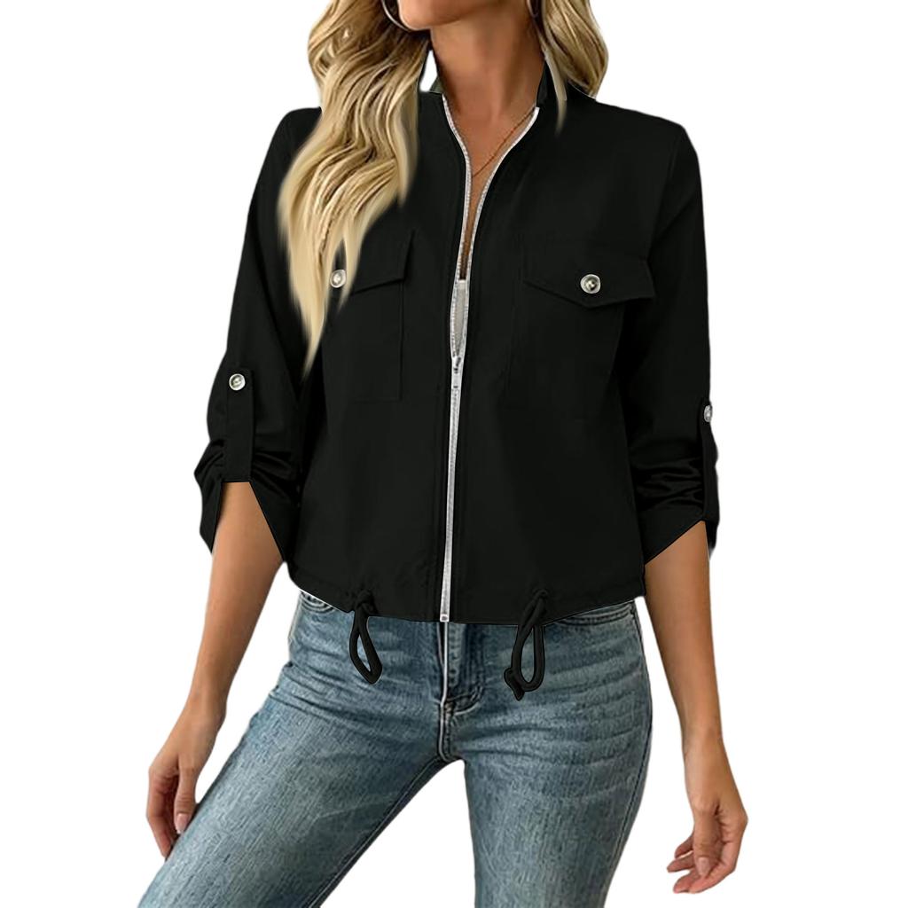 Women's Old Color Long Sleeve Waist-Cinching Lapel Collar Coat
