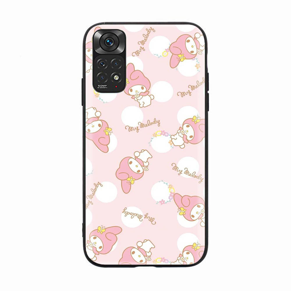 H-10 My Melody Black Sofe Case for iPhone 16 15 Plus 14 13 Mini 12 11 Pro 8 6 6S SE 5 XR XS Max Realme C30 C33 C32 9I VIVO V29 V27 V23 Y36
