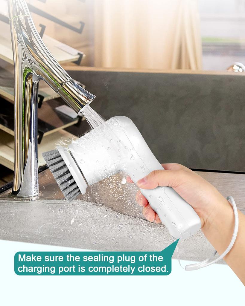 Elektrischer Spin Scrubber, Power Scrubber Kabelloser Elektrischer Duschschrubber mit Digitalanzeige und 5 Austauschbaren Köpfen, 2 Einstellbare Geschwindigkeiten