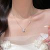 Colorful Gemstone Square Pendant Necklace: Women's Light Luxury Clavicle Chain with High-End Design