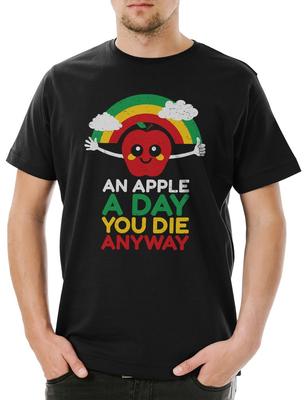 Una manzana al día de todos modos mueres Camiseta de hombre Fruta Manzana Vegano Diversión Mantiene el