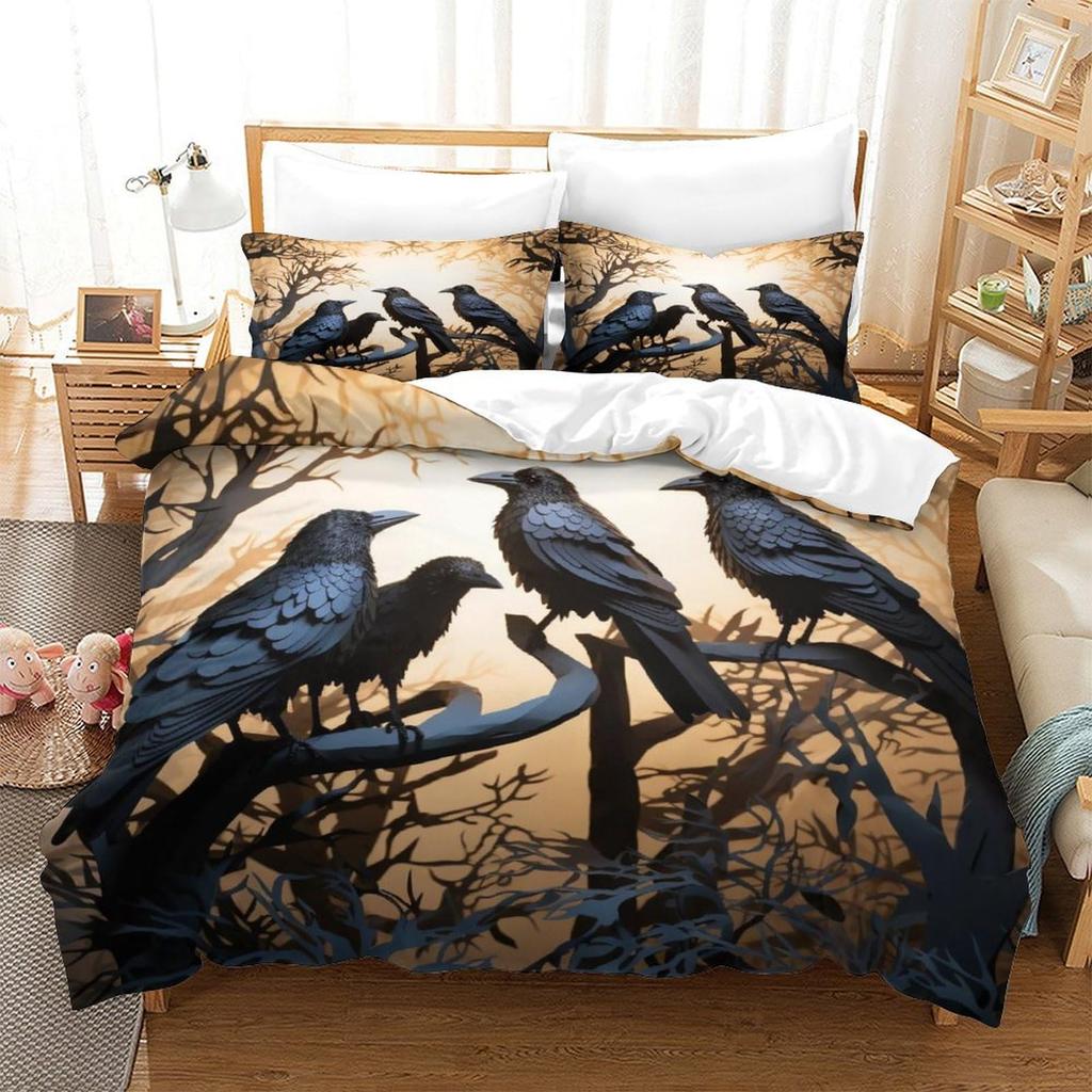 Raven Duvet Covers For Boys Men Quilt Covers Queen Size Lightweight Down Bedroom Decor 2 Pillowcases 1 Duvet Cover No Comforter