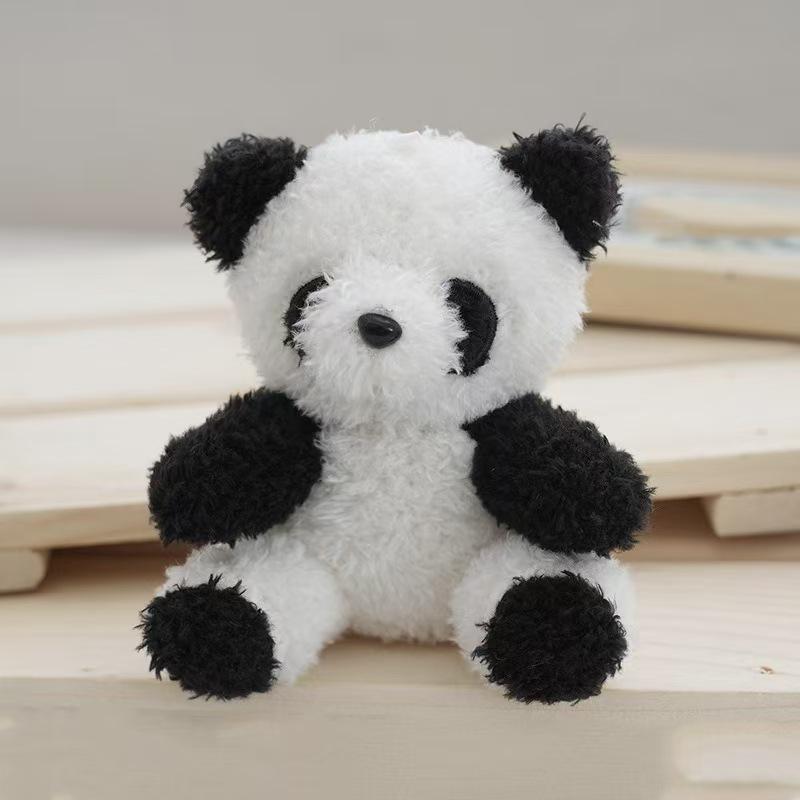 

Curly Panda Plush Keychain: Cute Claw Machine Toy & Bag Decoration. Regular Chain ~12cm