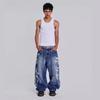 FlowStreet Jeansy z nadrukiem Moda Nowe Harajuku High Street Duży rozmiar Luźne spodnie Codzienne Jeansy z wysokim stanem