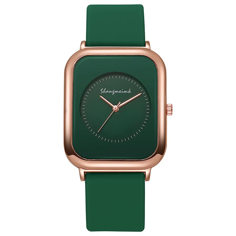 Student Women's Casual Quartz Watch with Square Face and Silicone Strap