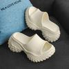 White Summer High Heel Slippers Thick Bottom Anti-Slip Slippers Open-Toe Comfortable Wear-Resistant EVA Suitable for Outdoor Use
