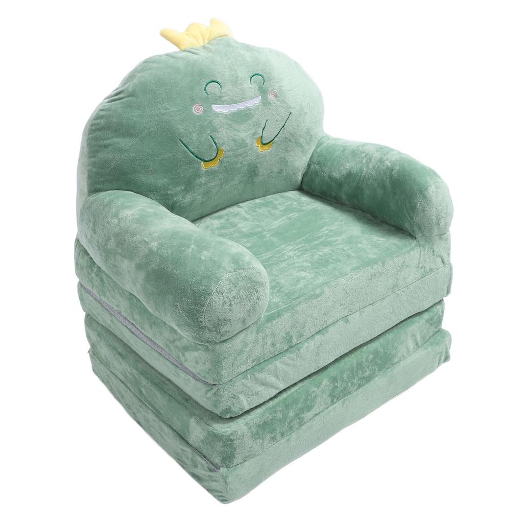 Kids Sofa Cartoon Green Dinosaur Foldable Wide Handle Soft Breathable Toddler Chair for Reading