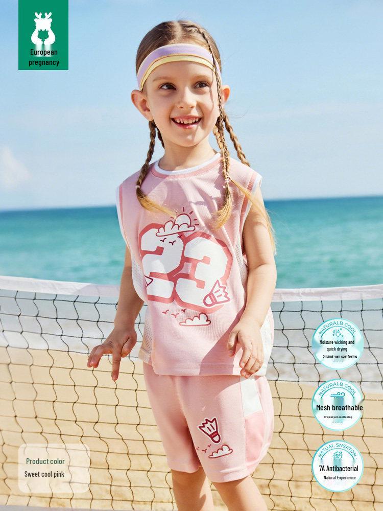 Ouyun 2026 Kids Quick-Dry Basketball Set - Cool Summer Sports Vest for Boys & Girls 110 cm