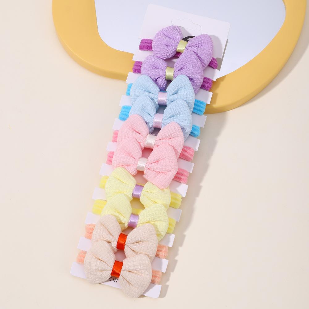 10pcs Cute Girls Nylon Flower Hair Ties Candy Elastic Bow Hair Bands Pigtails Hair Rope Rubber Hair Gum Scrunchies Accessories