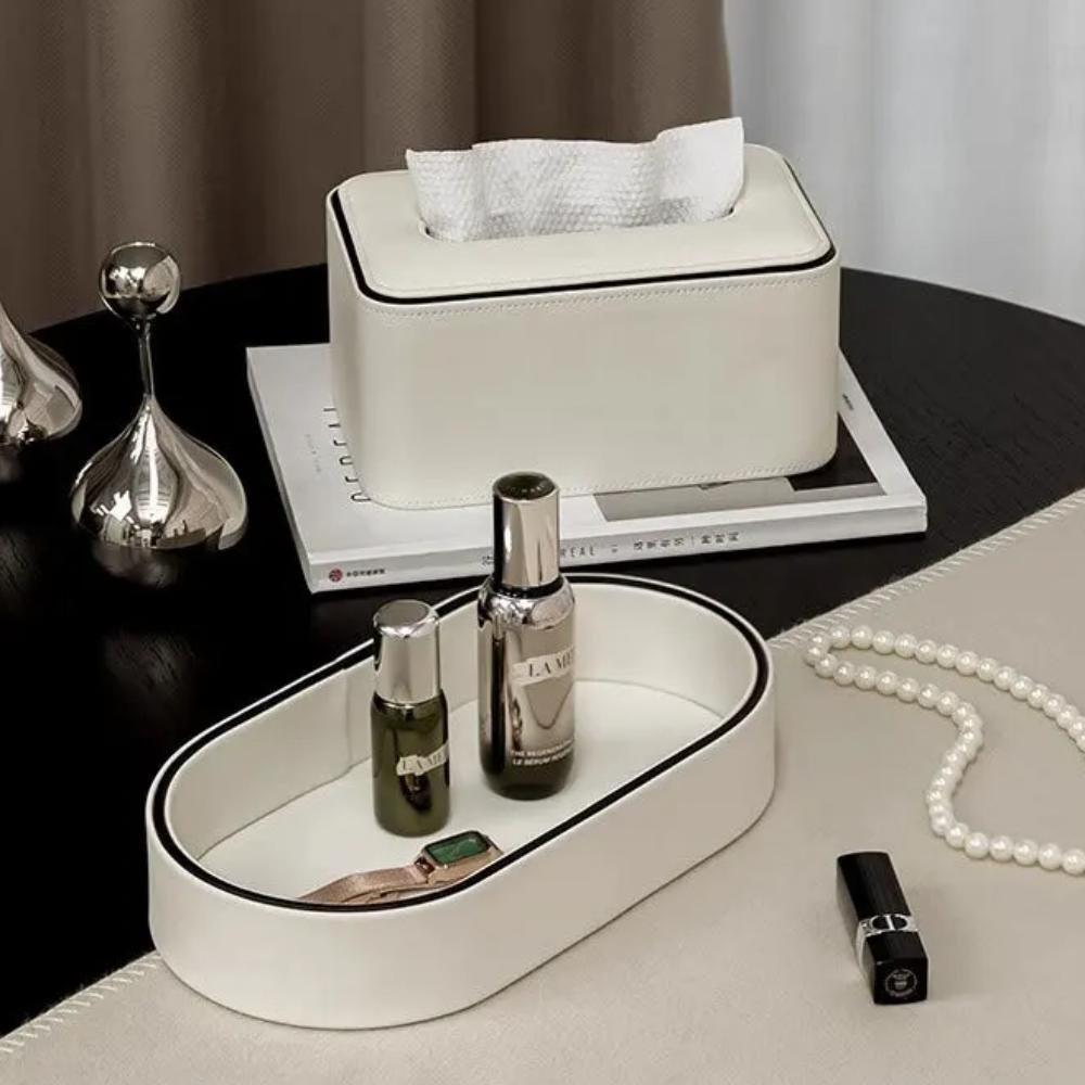 PU-Leder Aufbewahrungsbox Eingangsbereich Schmuck-Organizer-Box Schreibtisch Kosmetik Diverse Ablage Wohnzimmerdekoration