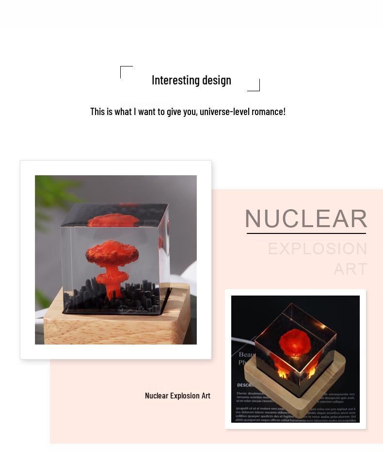 DIY Handmade Resin Atomic Bomb Explosion Mushroom Cloud Night Light Ornament